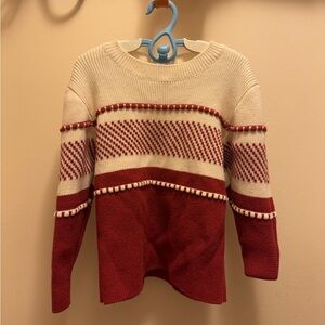 Red and Cream Women's Sweater